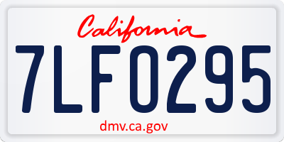 CA license plate 7LFO295