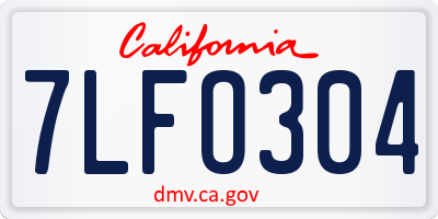 CA license plate 7LFO304