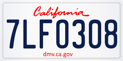 CA license plate 7LFO308