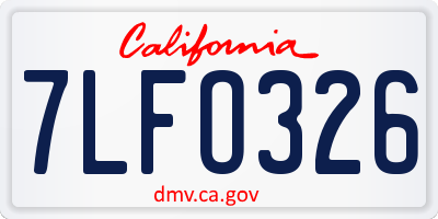 CA license plate 7LFO326