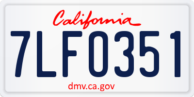 CA license plate 7LFO351