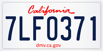 CA license plate 7LFO371
