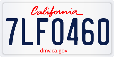 CA license plate 7LFO460