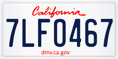 CA license plate 7LFO467