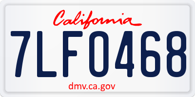 CA license plate 7LFO468