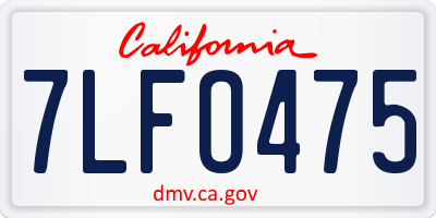 CA license plate 7LFO475