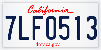 CA license plate 7LFO513