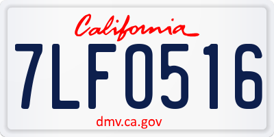 CA license plate 7LFO516