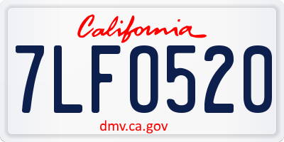 CA license plate 7LFO520