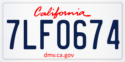 CA license plate 7LFO674