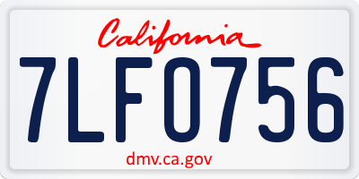 CA license plate 7LFO756