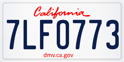 CA license plate 7LFO773