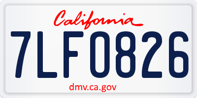 CA license plate 7LFO826