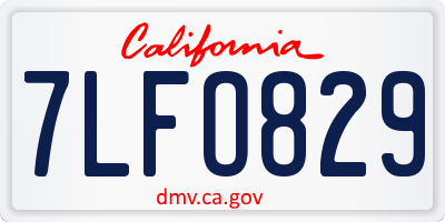 CA license plate 7LFO829