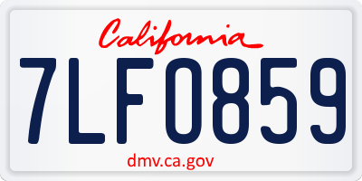 CA license plate 7LFO859
