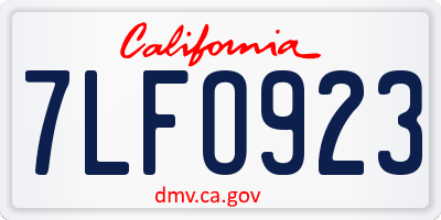 CA license plate 7LFO923