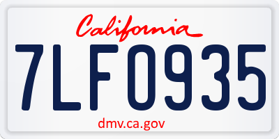 CA license plate 7LFO935