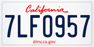 CA license plate 7LFO957