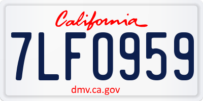CA license plate 7LFO959