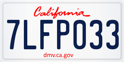 CA license plate 7LFP033