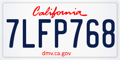 CA license plate 7LFP768