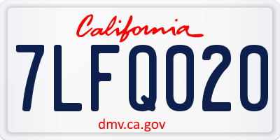 CA license plate 7LFQ020