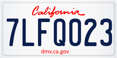CA license plate 7LFQ023