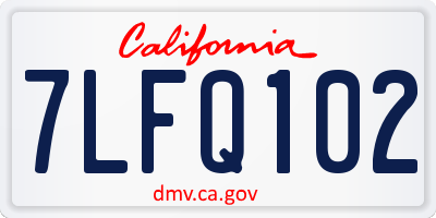 CA license plate 7LFQ102
