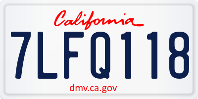 CA license plate 7LFQ118