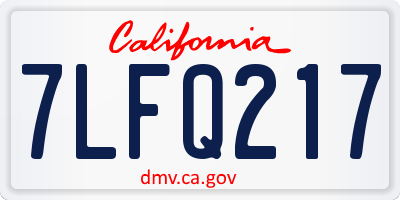 CA license plate 7LFQ217
