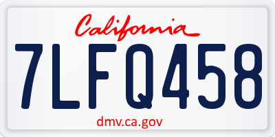 CA license plate 7LFQ458