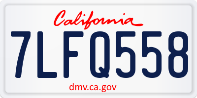 CA license plate 7LFQ558