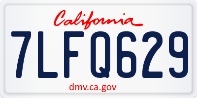 CA license plate 7LFQ629
