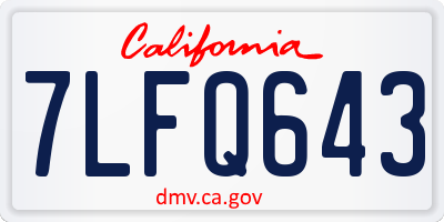 CA license plate 7LFQ643