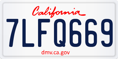 CA license plate 7LFQ669