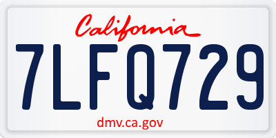 CA license plate 7LFQ729
