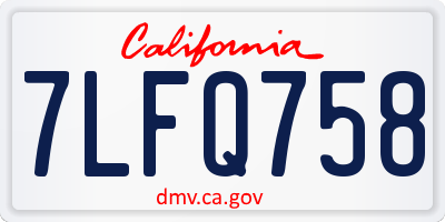 CA license plate 7LFQ758