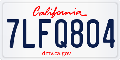 CA license plate 7LFQ804