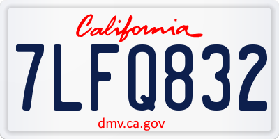 CA license plate 7LFQ832