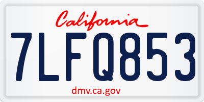 CA license plate 7LFQ853