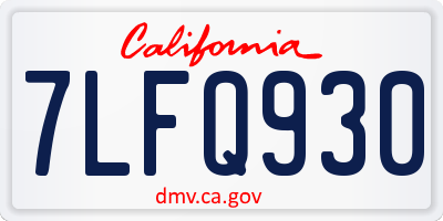 CA license plate 7LFQ930