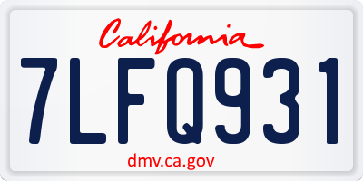 CA license plate 7LFQ931