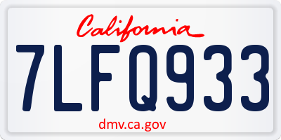 CA license plate 7LFQ933