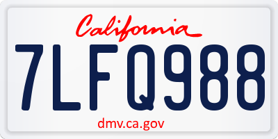 CA license plate 7LFQ988