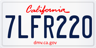 CA license plate 7LFR220