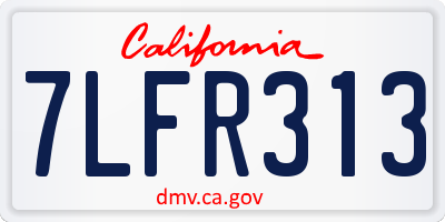 CA license plate 7LFR313