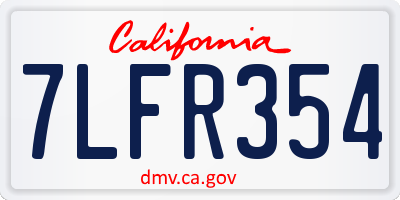 CA license plate 7LFR354