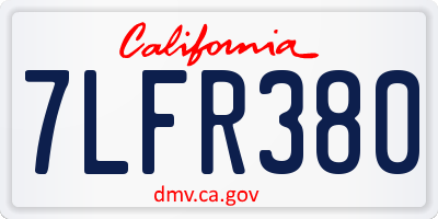 CA license plate 7LFR380