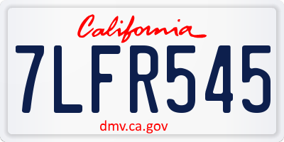 CA license plate 7LFR545