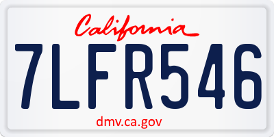 CA license plate 7LFR546